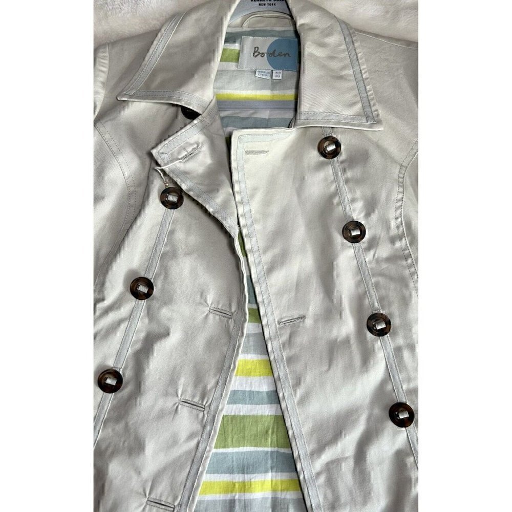 Boden Womens Trench Coat Khaki 6 *no belt* Academia Classiccore Closet Staple - Picture 10 of 16